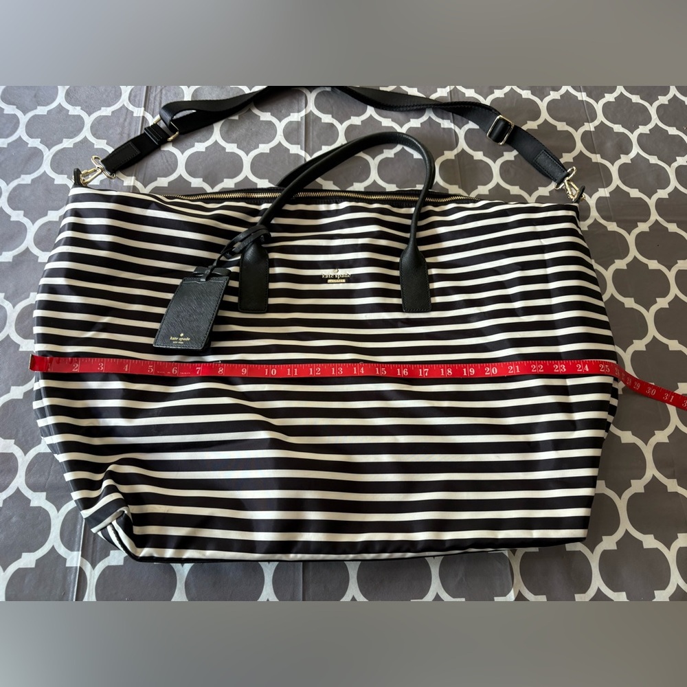 KATE SPADE Watson Lane Lyla striped nylon large weekender tote bag - Picture 13 of 15